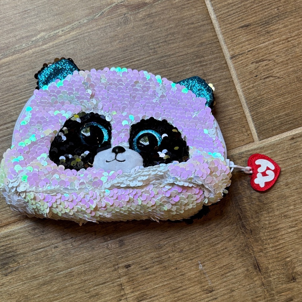 Ty Sparkly Panda Sequin Pouch